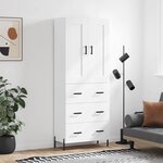 vidaXL Buffet haut Blanc 69 5x34x180 cm Bois d'ingénierie