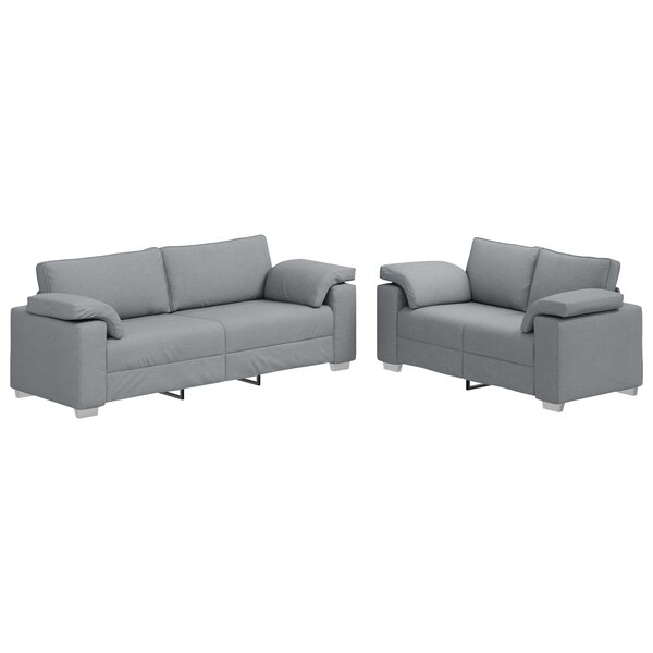 Canapé 2 pièces vidaXL avec coussins en tissu gris clair