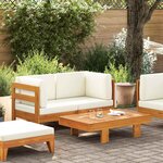 vidaXL Salon de jardin 2 Pièces avec coussins blanc crème Bois d'acacia