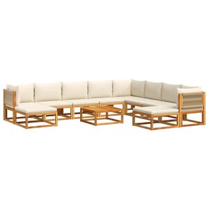 vidaXL Ensemble de canapés de jardin 11 pièces avec coussins en bois d'acacia et corde