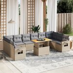 vidaXL Salon de jardin 11 Pièces avec coussins beige résine tressée