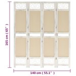 vidaXL Cloison de séparation 4 panneaux Crème 140x165 cm Tissu