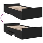 vidaXL Cadre de lit avec tiroirs noir 75x190 cm bois d'ingénierie