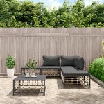 vidaXL Salon de jardin 6 Pièces avec coussins anthracite résine tressée