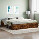vidaXL Cadre de lit chêne fumé 200x200 cm