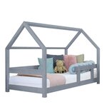 Lit cabane enfant TERY 140 x 200 gris