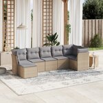 vidaXL Salon de jardin avec coussins 7Pièces mélange beige résine tressée