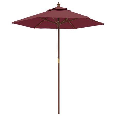 vidaXL Parasol de jardin avec mât en bois rouge bordeaux 196x231 cm