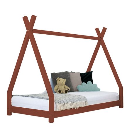 Lit tipi enfant NAKANA 90 x 190 rouge brique