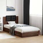 vidaXL Cadre de lit tête de lit et lumières LED chêne marron 90x200 cm