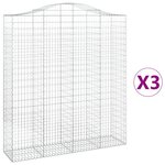 vidaXL Paniers à gabions arqués 3 Pièces 200x50x220/240 cm Fer galvanisé