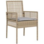 vidaXL Ensemble de Salle à Manger de Jardin 7 Pièces avec Coussins Beiges en Rattan Synthétique