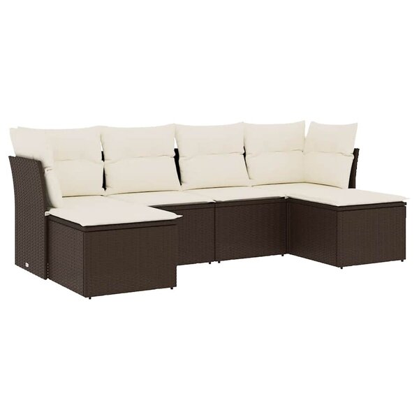 vidaXL Salon de jardin avec coussins 6 Pièces marron résine tressée