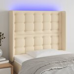 vidaXL Tête de lit à LED Crème 93x16x118/128 cm Tissu