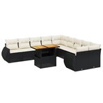 vidaXL Salon de jardin 11 Pièces avec coussins noir résine tressée