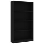 vidaXL Bibliothèque à 4 niveaux Noir 80x24x142 cm Bois d’ingénierie