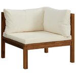 vidaXL Canapé d'angle sectionnel et coussin blanc crème Bois d'acacia