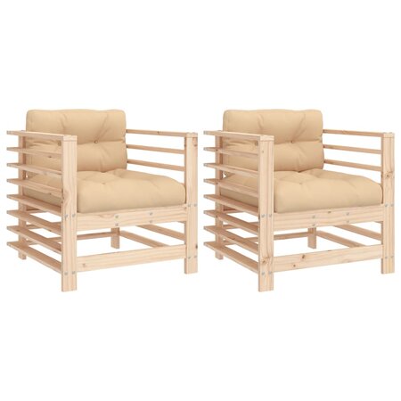 vidaXL Chaises de jardin avec coussins lot de 2 bois de pin massif