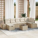 vidaXL Ensemble de canapé de jardin de 8 pièces avec coussins beige en poly rotin