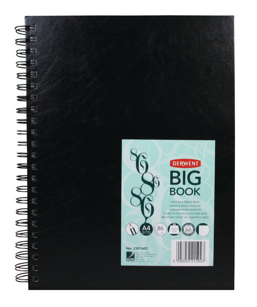 DERWENT - Carnet dessin spirales côté A4 - 86 feuilles 110gsm