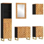 vidaXL Ensemble d'armoires de bain 5 Pièces marron noir bois de manguier