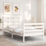 vidaXL Cadre de lit avec tête de lit blanc petit simple bois massif