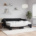 vidaXL Lit de jour avec lit gigogne et matelas noir 80x200 cm velours