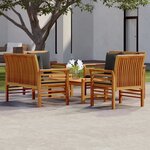 vidaXL Salon de jardin avec coussins 5 Pièces Bois d'acacia solide