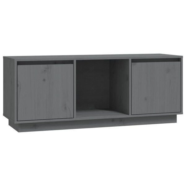 vidaXL Meuble TV Gris 110 5x35x44 cm Bois de pin massif