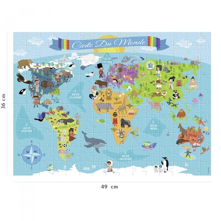 Puzzle 250 Pieces - Carte Du Monde - Nathan - Puzzle Enfant +