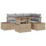 vidaXL Ensemble de canapé de jardin de 5 pièces avec coussins en poly rotin beige