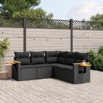 vidaXL Salon de jardin 5 Pièces avec coussins noir résine tressée