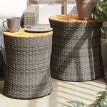 vidaXL Tables d'appoint de jardin 2 Pièces dessus en bois gris poly rotin