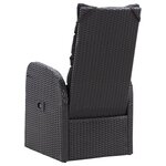 vidaXL Chaise inclinable de jardin et coussin Résine tressée Noir