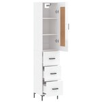 vidaXL Buffet haut Blanc brillant 34 5x34x180 cm Bois d'ingénierie