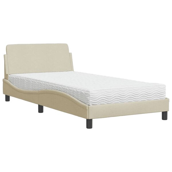 vidaXL Lit avec matelas crème 100x200 cm tissu