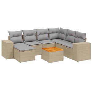 vidaXL Salon de jardin avec coussins 8 Pièces beige résine tressée