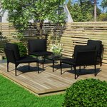 vidaXL Salon de jardin 5 Pièces avec coussins Noir PVC
