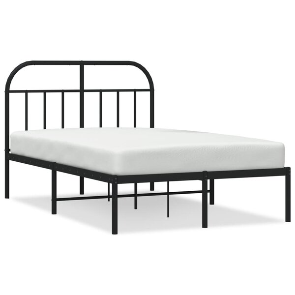 vidaXL Cadre de lit métal avec tête de lit noir 120x190 cm
