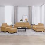 vidaXL Ensemble de canapés 4 Pièces avec coussins Marron Velours