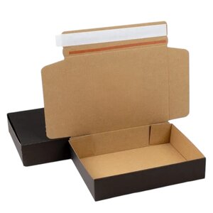 Boîte pliante d'envoi postal noir en micro-cannelé avec bande d'arrachage 23 6 x 18 1 x 5 4 cm