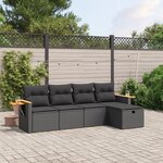 vidaXL Salon de jardin 5 Pièces avec coussins noir résine tressée