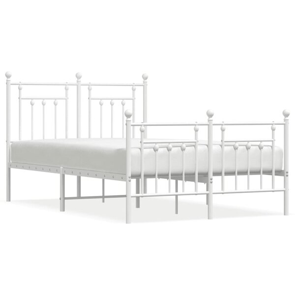 vidaXL Cadre de lit métal avec tête de lit/pied de lit blanc 120x190cm