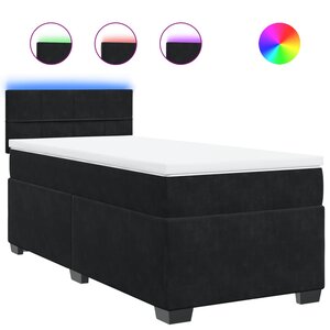 vidaXL Sommier à lattes de lit avec matelas noir simple velours