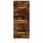 vidaXL Buffet haut Chêne fumé 34 5x34x180 cm Bois d'ingénierie
