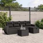vidaXL Salon de jardin 6 Pièces avec coussins noir résine tressée