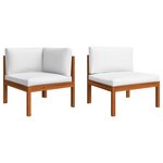 vidaXL Salon de jardin 9 pièces avec coussins bois d'acacia crème et corde