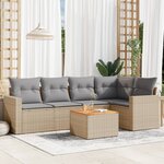 vidaXL Salon de jardin avec coussins 6Pièces mélange beige résine tressée