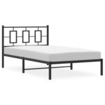 vidaXL Cadre de lit métal avec tête de lit noir 107x203 cm