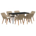 vidaXL Ensemble salle à manger jardin 7 pièces Rotin Polybeige